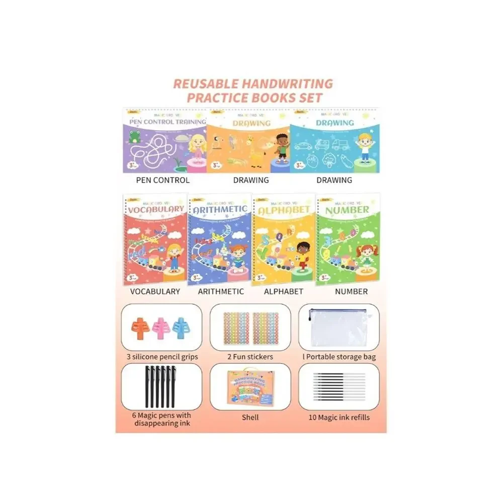 Magic Grooved Writing Practice Reusable Handwriting Workbooks Disappearing Ink